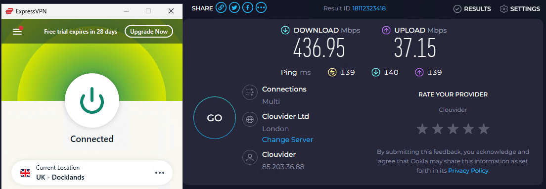 ExpressVPN UK Speedtest