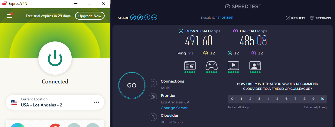 ExpressVPN USA Speedtest