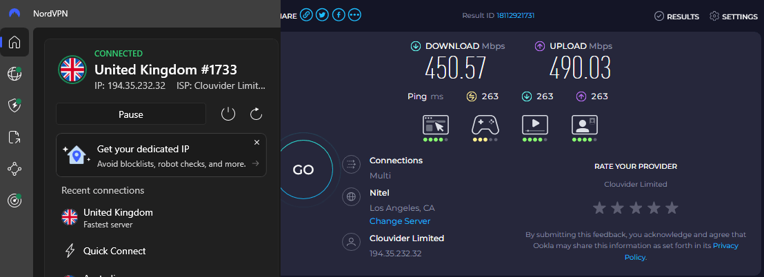 NordVPN USA SpeedTest